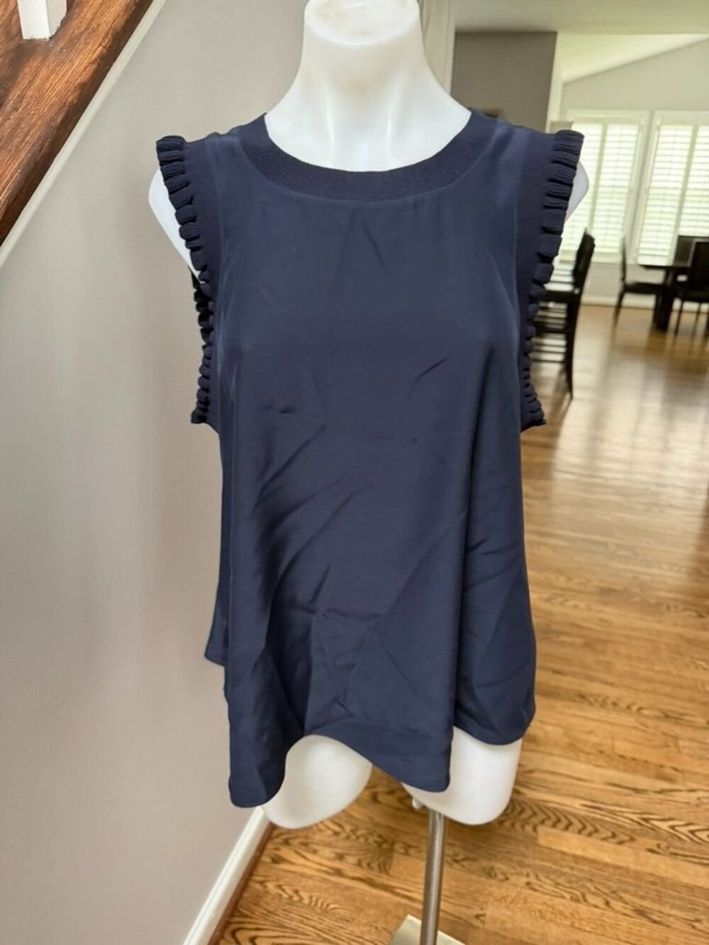 Cinq à Sept Lenore ruffle trimmed top blue small